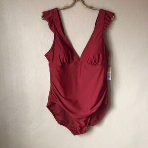 Kona Sol Red One-Piece Swimsuit Size XL